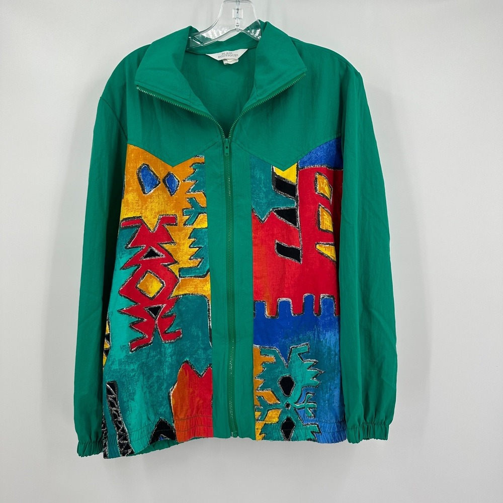 Blair Boutique Womens Vintage 90 Abstract Jacket Size L Oversized Eclectic Indie